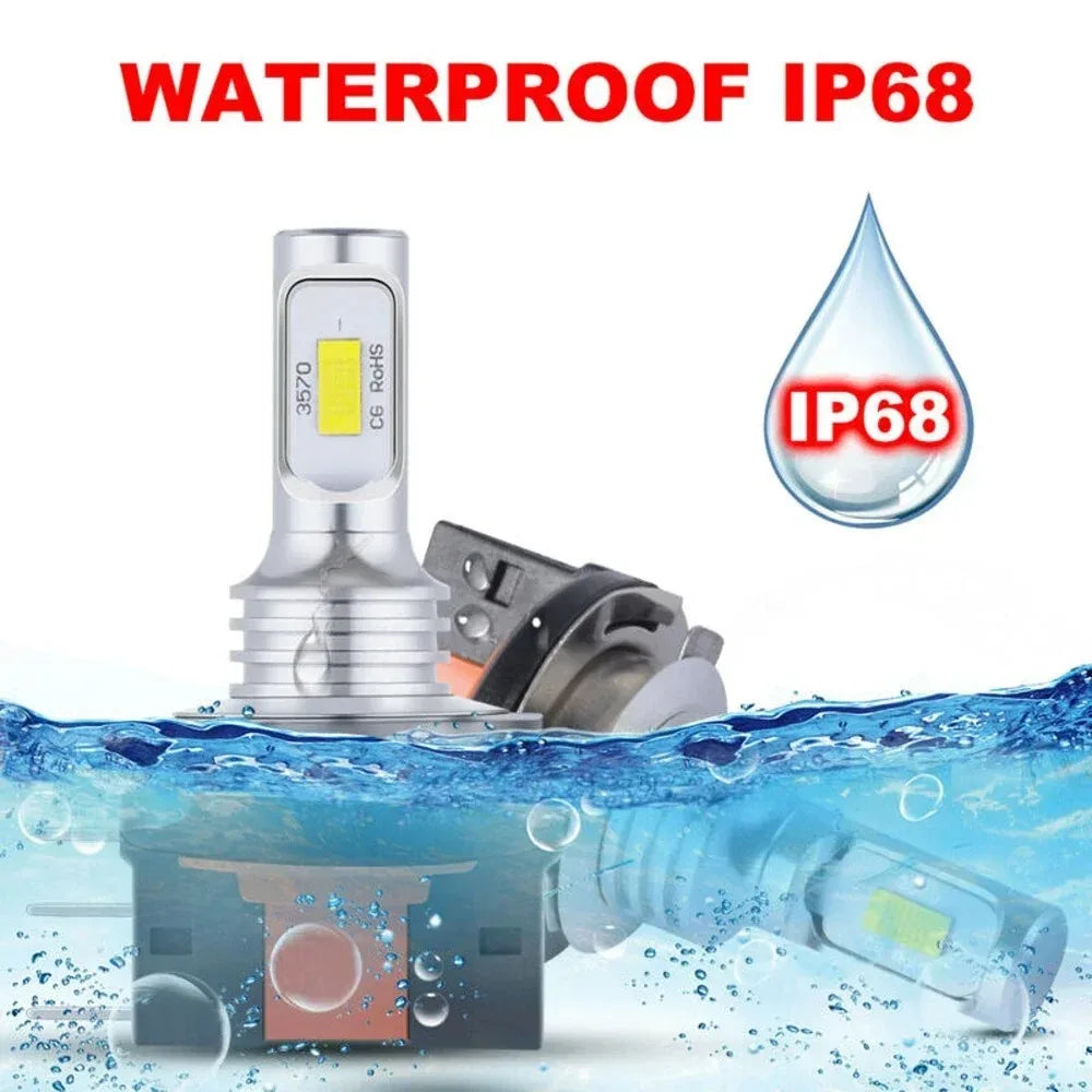 2Pcs H15 LED Bulb Headlight 3570 CSP Car Fog Light High Beam Day Driving Running Light 12V 6000K White Auto Lamp for VW Audi BMW