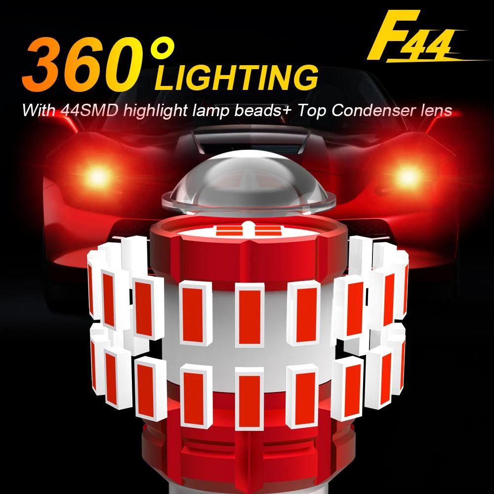 BMTxms 2PCS T25 3157 P27/5W LED Canbus Stop Brake Red Light P27W LED Lamp Bulb Reverse Backup Daytime Running White Signal Light