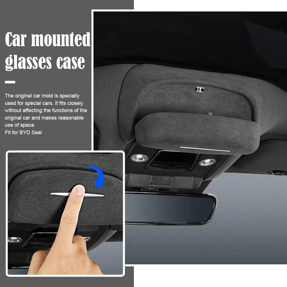 For BYD Seal Car Glasses Case Glasses Case High-quality Suede Interior Car Sunglasses ABS / Accessories Storage Box Ceiling F9U7