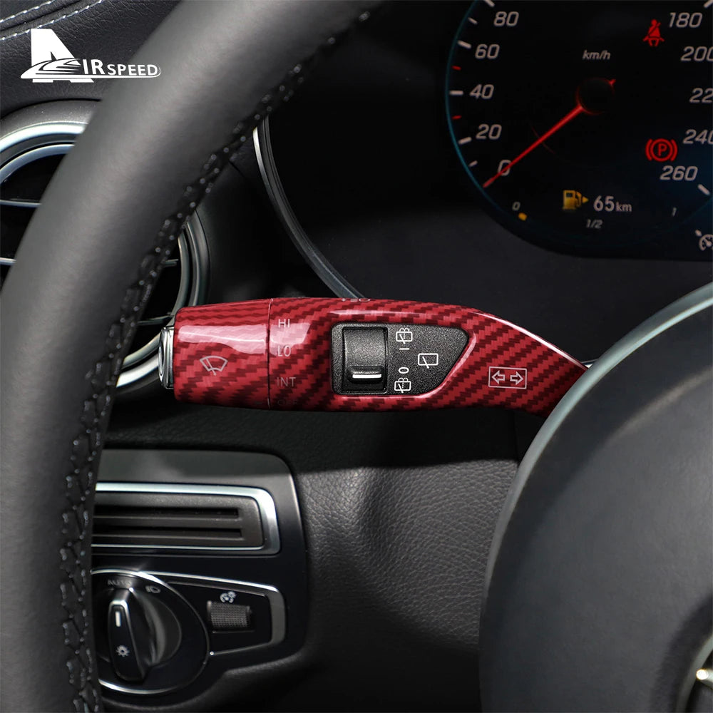 For Mercedes Benz A B C E S GLC CLA GLA GLE GLS CLS GLK ML Class W205 W213 W212 Carbon Car Wiper Gear Shift Rod Cover W176 W204