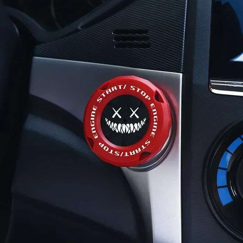 Car One-touch Start Stop Button Cover Decorative Ring Creative Knob Ignition Switch Modified Universal Printed Protective Cover
