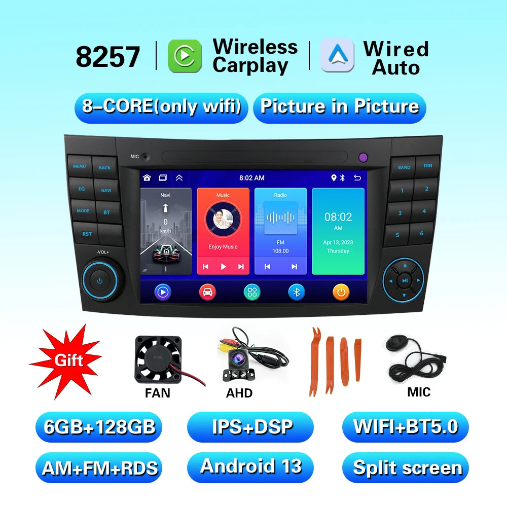 LELV 7inch Touch Screen MP3 Car Multimedia For Benz E-Class W211 2002-2008 Android Radio carplay