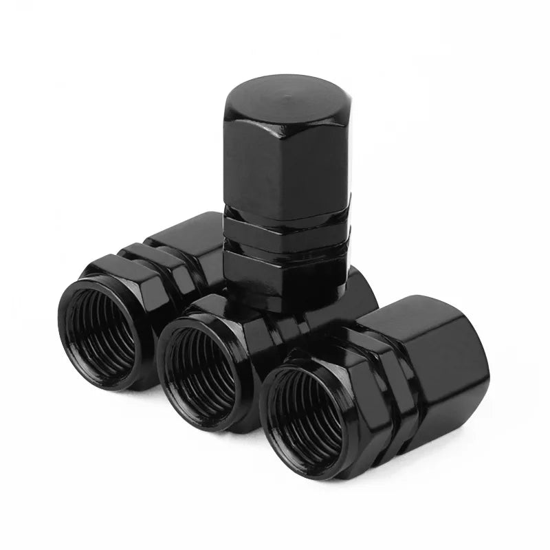 4 Pcs Aluminum Car Tire Valve Caps Hex Alloy Tyre Valve Airtight Cover Waterproof Dust For Automobiles Motorcycles Trucks Bikes