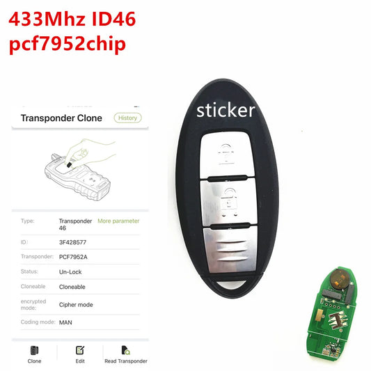 1PCS 433Mhz ID46pcf7952 TWB1G662 Smart Remote Car Key for Nissa Micra Juke Sentra Patrol Note Navara Tiida Frontier CWTWB1U825
