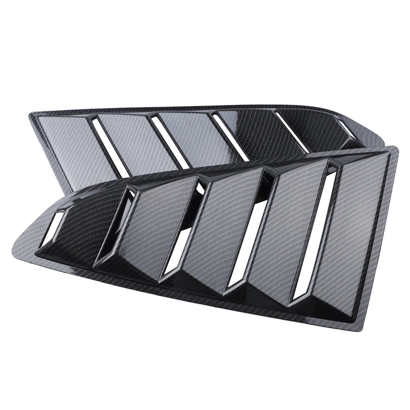 For Ford Mustang 2015-2020 Car Rear Louver Window Side Shutter Cover Trim Sticker Vent Scoop ABS Carbon Fiber Black Accessories