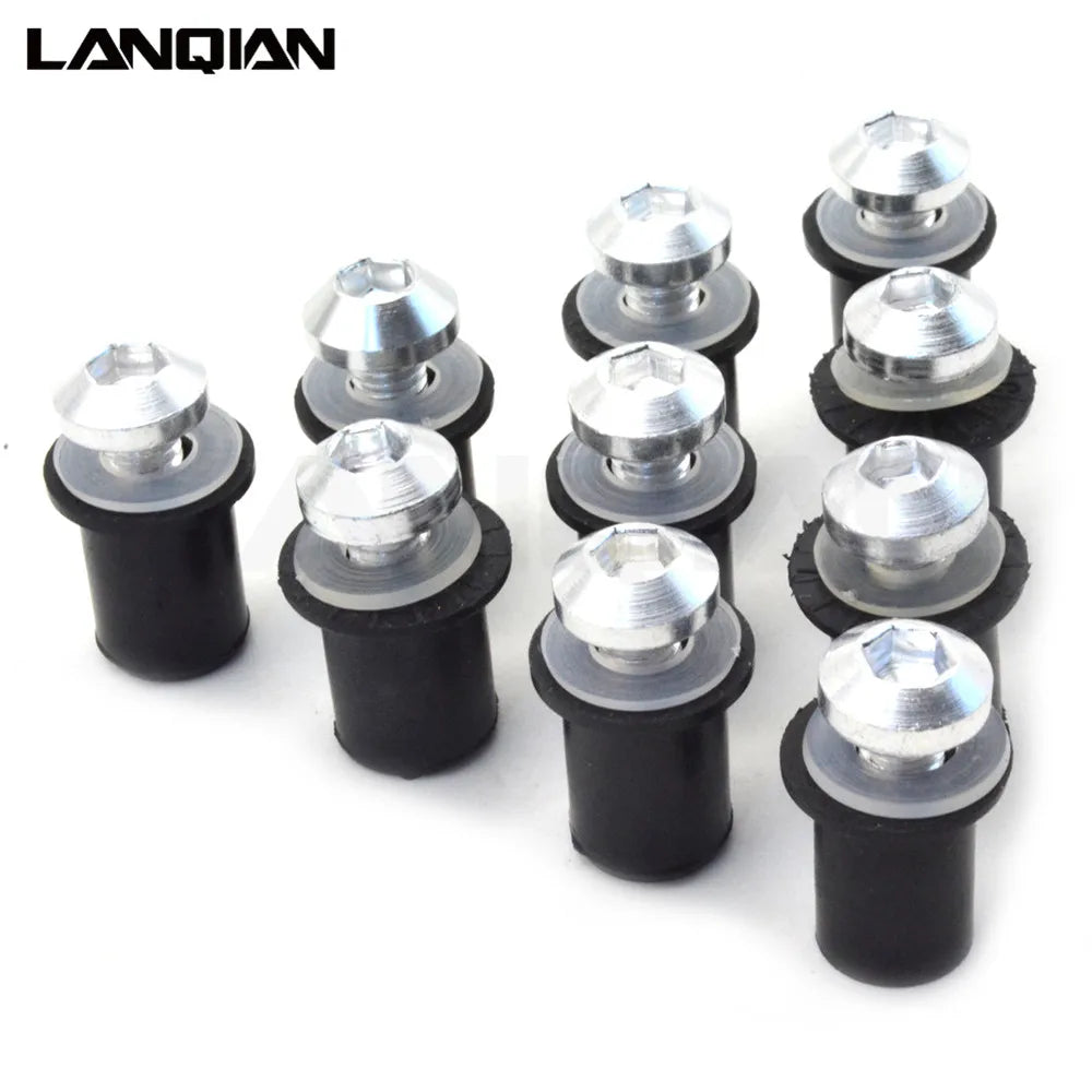 10PCS Fairing Wind Screen Screw Bolt Kit Windshield Mounting Nut bolt For KAWASAKI Ninja 250 300 650 H2R 250R ZX6R ER6N ZX14R
