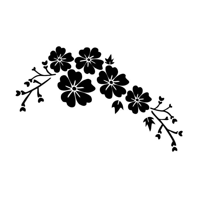 Flower Blossom Decal Car Stickers Auto Window Bumper Door Scratch Cover Decals Car Motorcycle Vinyl Stickers Exterior Decoration