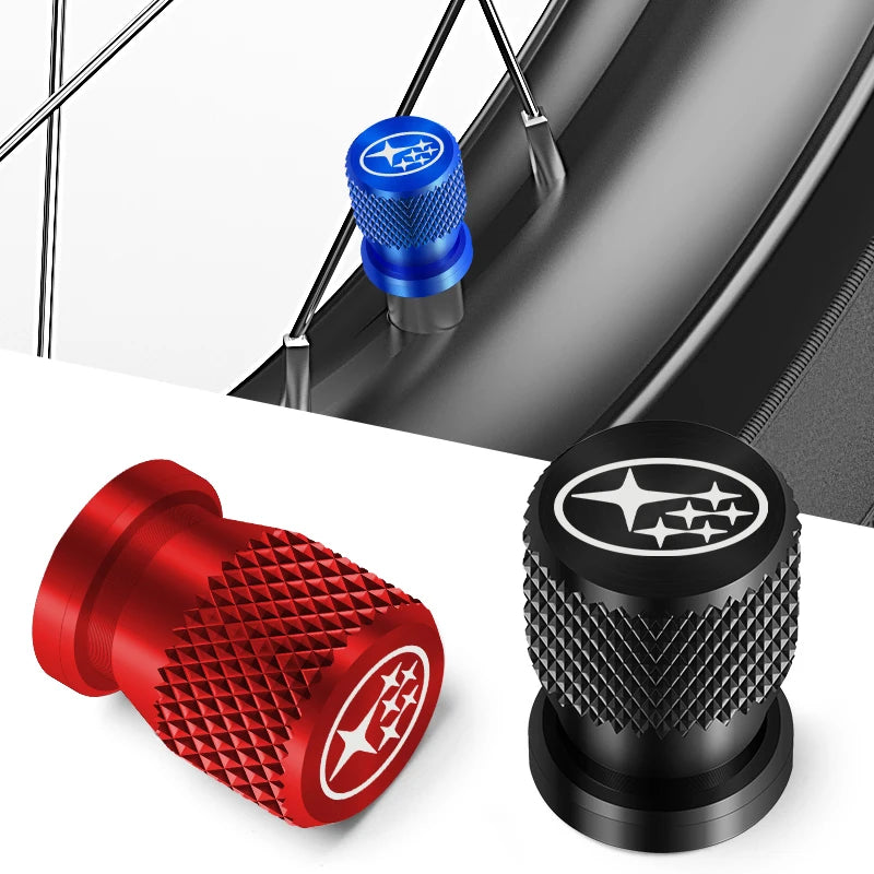 4pcs Metal Car Tire Valve Cap Car Tyre Air Stems Cover For SUBARU Forester Impreza Legacy Outback WRX STI BRZ XV Car Accessories