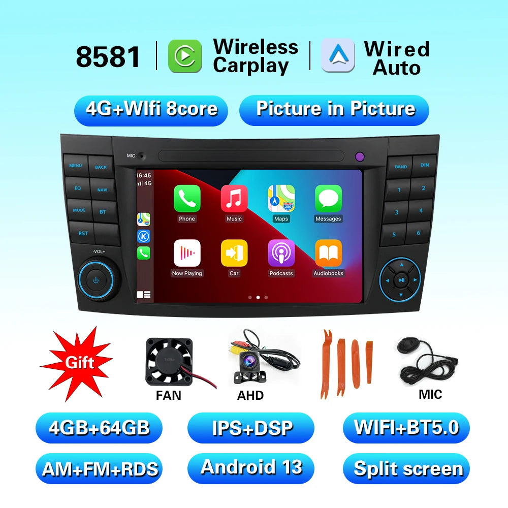 LELV 7inch Touch Screen MP3 Car Multimedia For Benz E-Class W211 2002-2008 Android Radio carplay