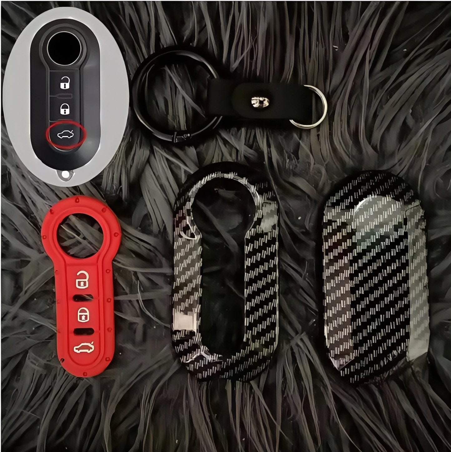 Carbon Abs Car Key Fob Shell Cover for FIAT 500 500L 500X Abarth 3-Button Folding Key