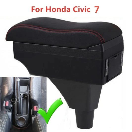 For Honda Civic 7 Generation Armrest Box Central Store Content Car-styling Decoration with Cup Holder USB Accessories