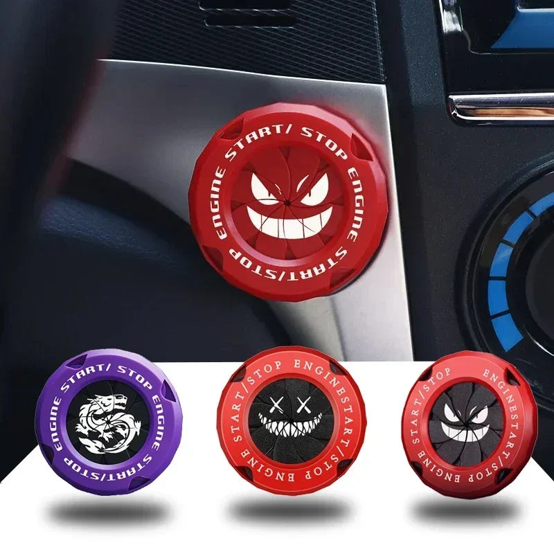 Car One-touch Start Stop Button Cover Decorative Ring Creative Knob Ignition Switch Modified Universal Printed Protective Cover