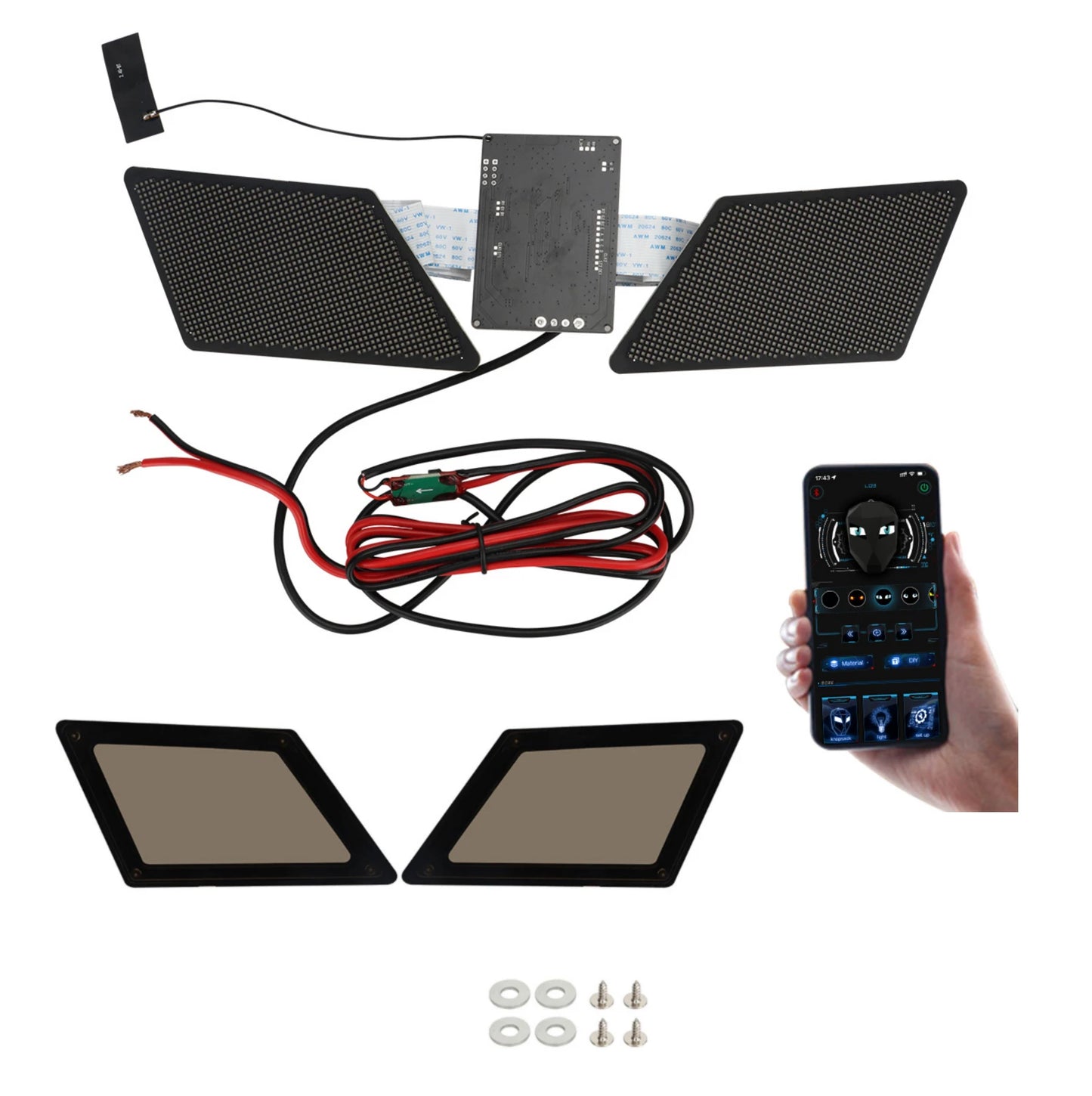 Car LED Demon Eye Modeling Screen DIY Interactive Advertising Screen Turn Signal Lamp APP Control Car Universal Ambient Light