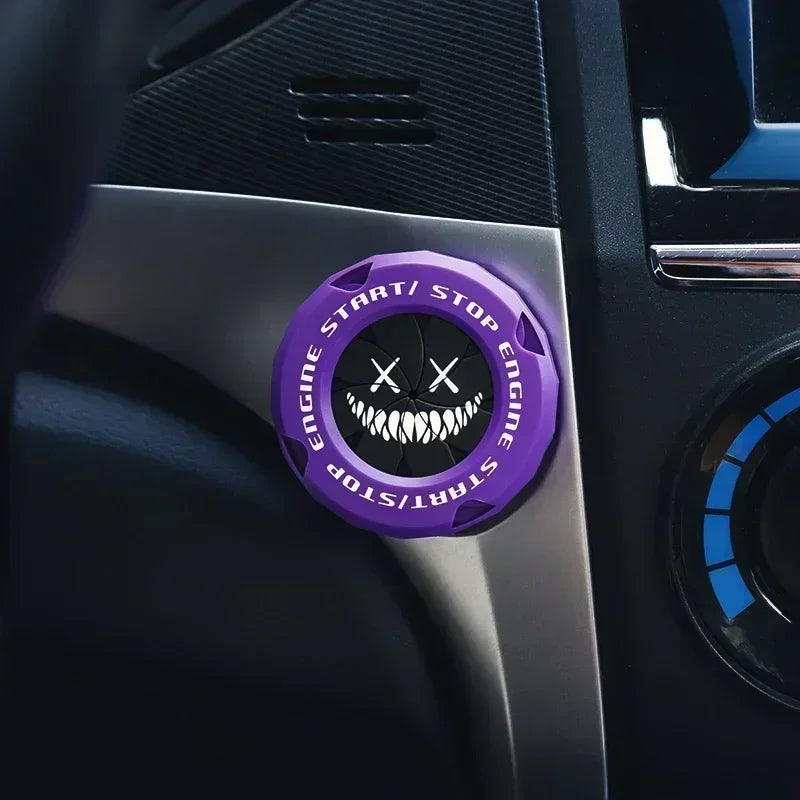 Car One-touch Start Stop Button Cover Decorative Ring Creative Knob Ignition Switch Modified Universal Printed Protective Cover