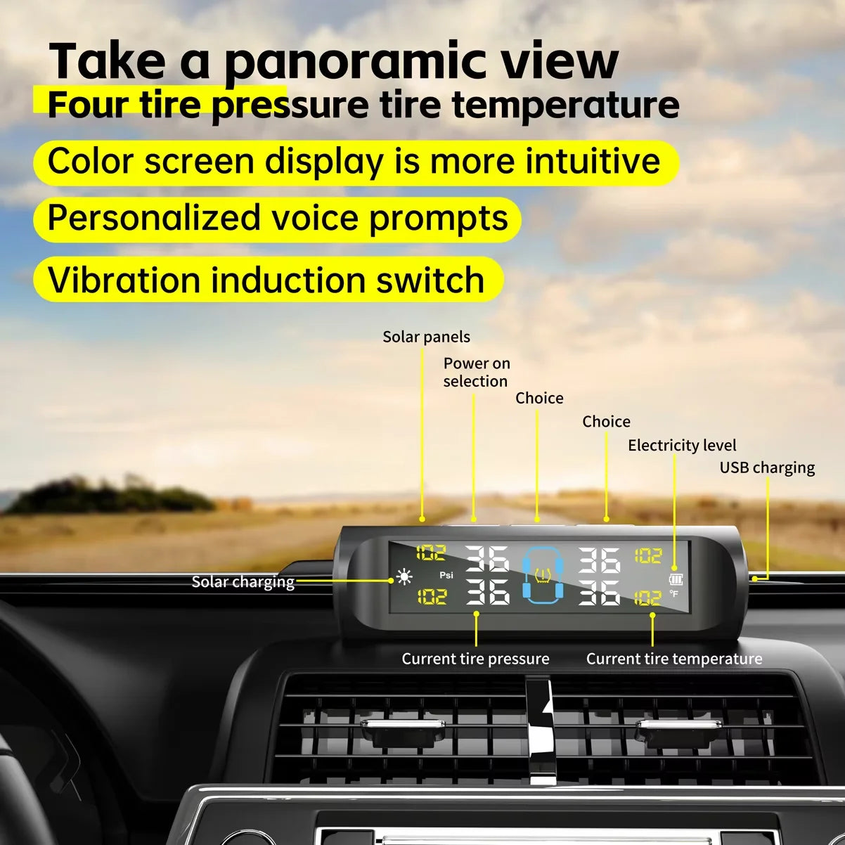 4 External Sensors Car Tire Pressure Monitoring System Car Tyre Pressure Monitor Tyre Pressure Alarm