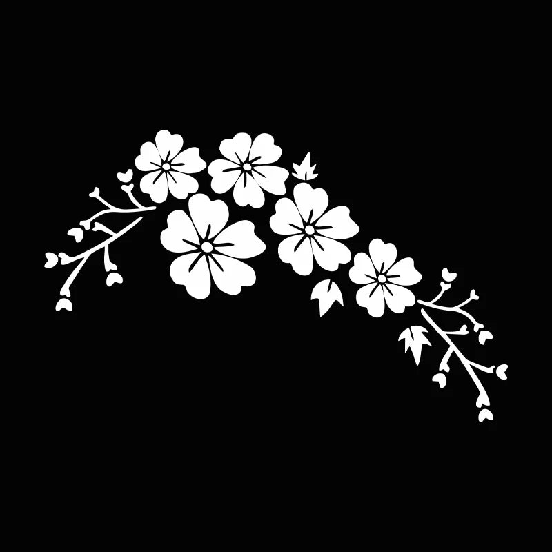 Flower Blossom Decal Car Stickers Auto Window Bumper Door Scratch Cover Decals Car Motorcycle Vinyl Stickers Exterior Decoration