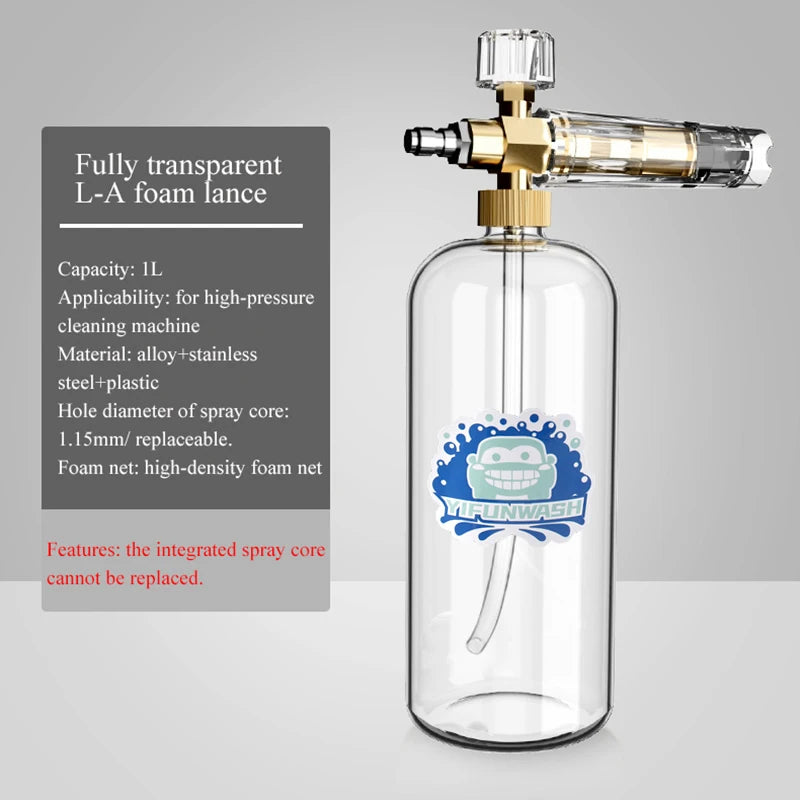 Car Wash Accessories Snow Foam Lance With 1/4 Quick Connection High Pressure Washer Adjustable Spray Nozzle Full transparency