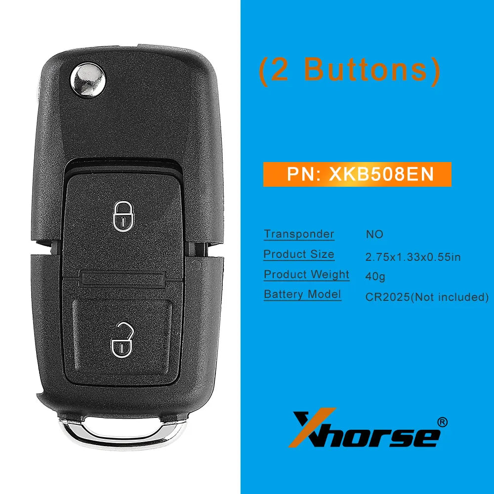 Xhorse XKB508EN Wire Universal Remote Key B5 Style 2 Buttons English Version