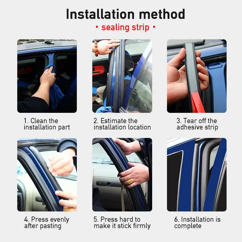 Car Door Rubber Seal Strip B Pillar Car Sealing Strip Anti-Scratch Noise Insulation Dustproof Self-adhesive Strip Middle Column