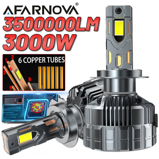 3000W H7 H4 H11 Led Car Headlight Bulbs Six Copper tubes 3500000LM 9980 CSP Canbus H1 H8 9005 HB3 9006 HB4 9012 HIR2 Turbo Lamp
