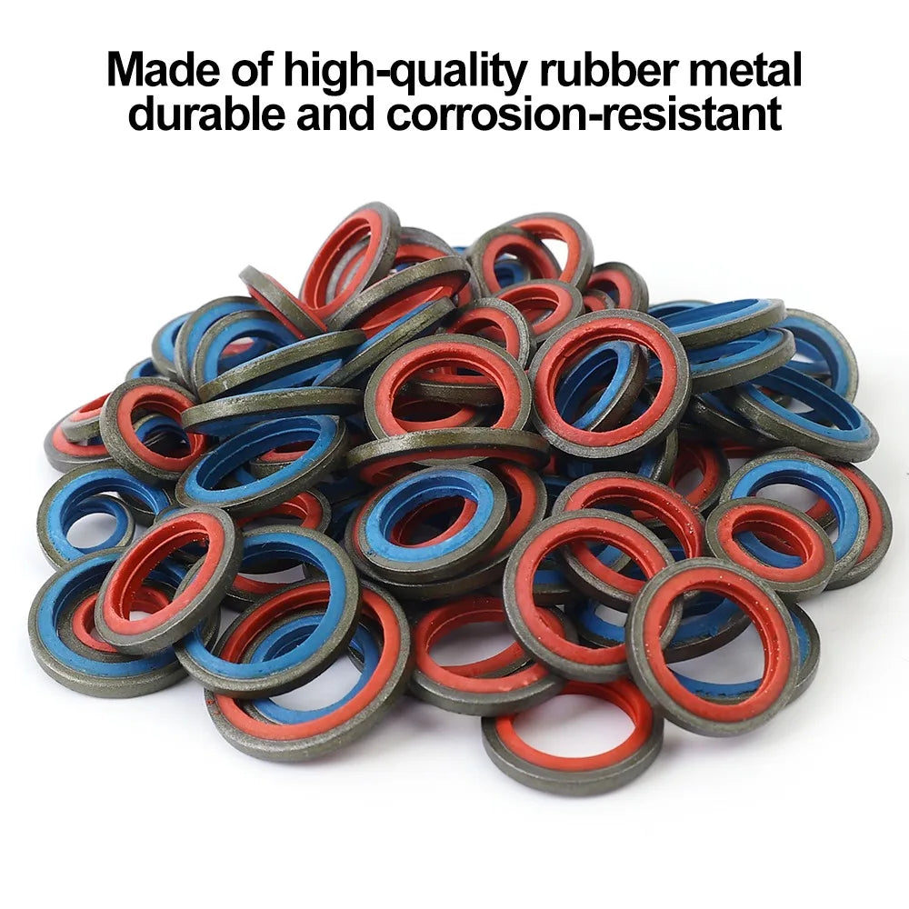 Car Oil Drain Plug Gasket Car Engine Combination Gasket Repair Kit Rubber Metal Seal O-Ring Bonded Washer M6 M8 M10 M12 M14 M16