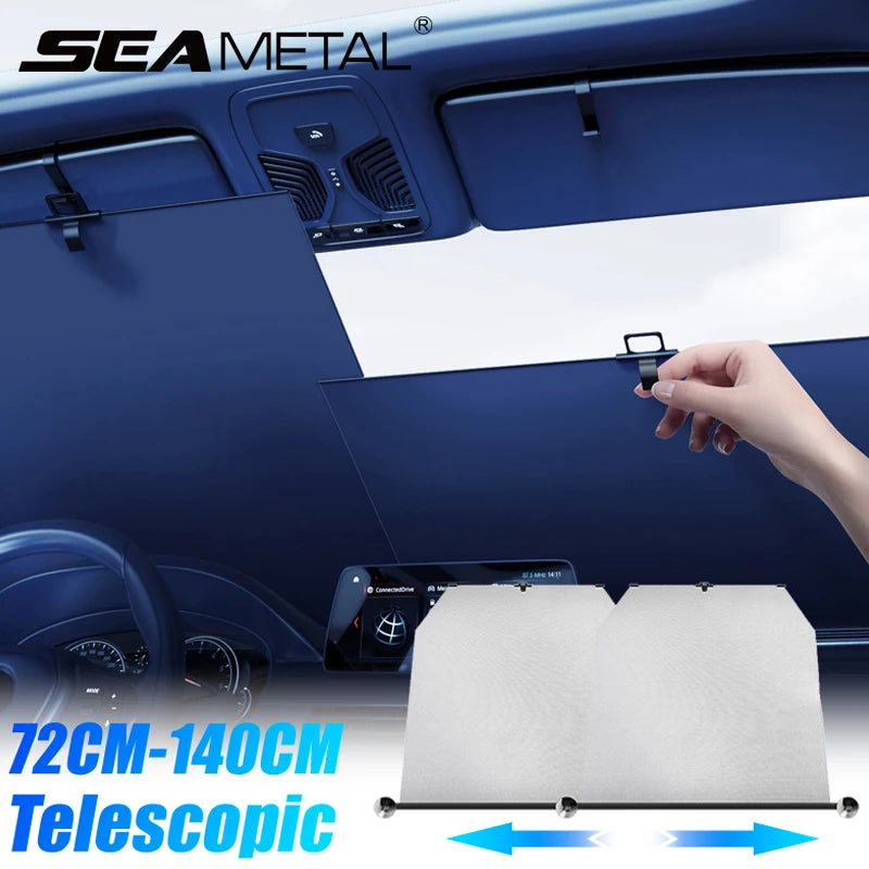 SEAMETAL Telescopic Car Curtains Summer Windshield Sun Protection Cover 72cm-140cm Adjustable Width Sun Shade Privacy Curtains