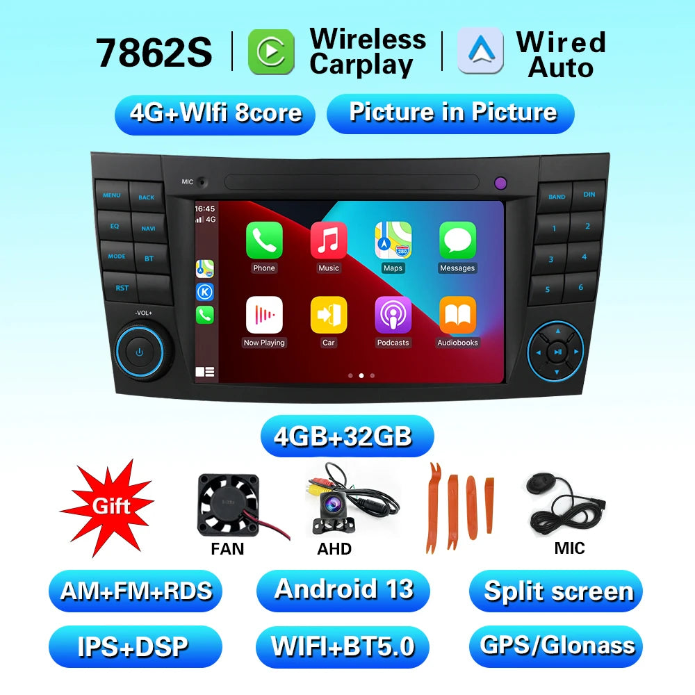 LELV 7inch Touch Screen MP3 Car Multimedia For Benz E-Class W211 2002-2008 Android Radio carplay