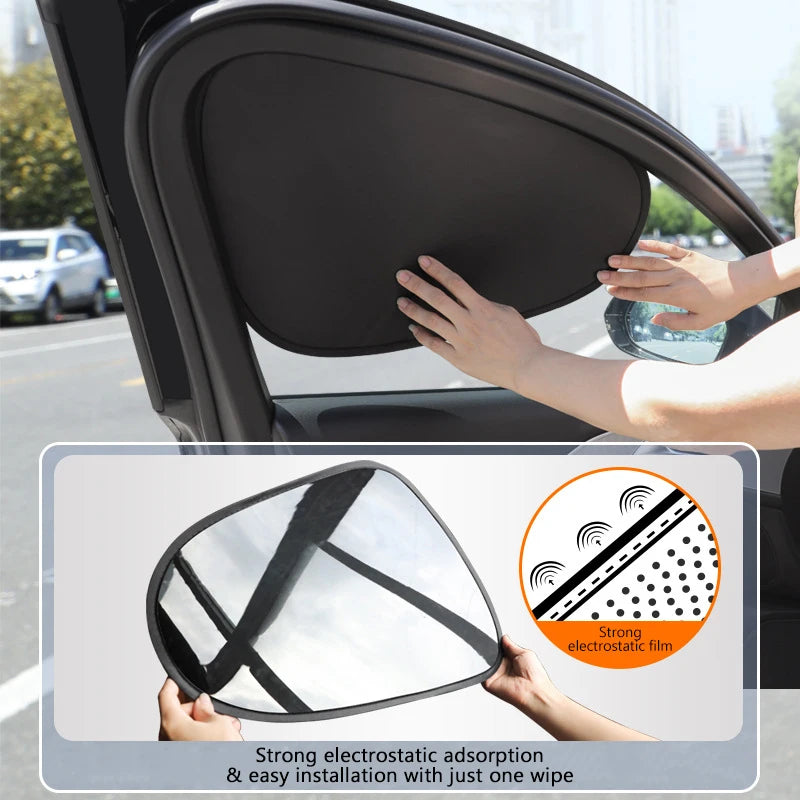 SEAMETAL Electrostatic Sun Visor for Car Side Window 4-Layer Sun Shade Curtains Anti-Glare UV-Blocker Auto Sun Protection Cover
