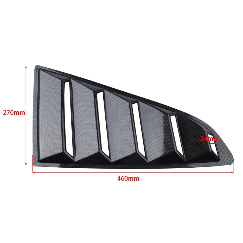 For Ford Mustang 2015-2020 Car Rear Louver Window Side Shutter Cover Trim Sticker Vent Scoop ABS Carbon Fiber Black Accessories