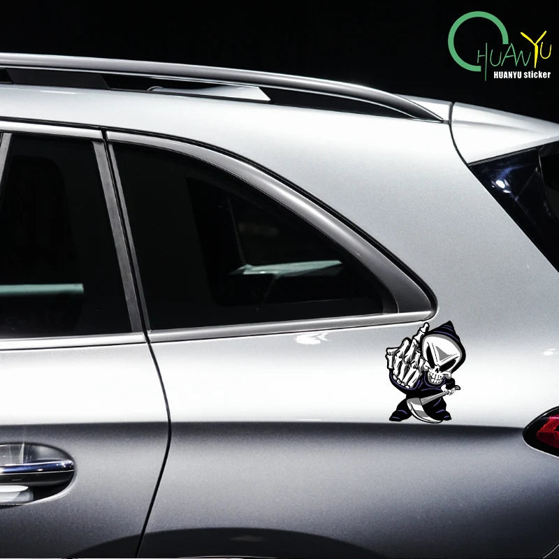 Skull Middle Finger Funny Car Stickers Car Window Decorative Sticker Skull Decal for Car Decoration