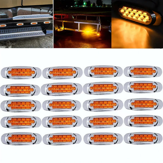 20PCS Red Amber Car Light LED Marker Side Lights Truck Side Marker Lamp Trailer Lighting 16LED Car Indicator Clearance Lights