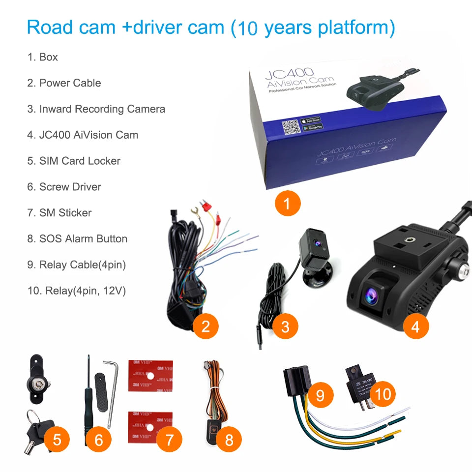 JIMIMAX 4G Dash Cam Front and Rear JC400-A WIFI Hotspot DVR Camera Live Stream GPS Tracking Vehicle APP Dual Auto Video Recorder