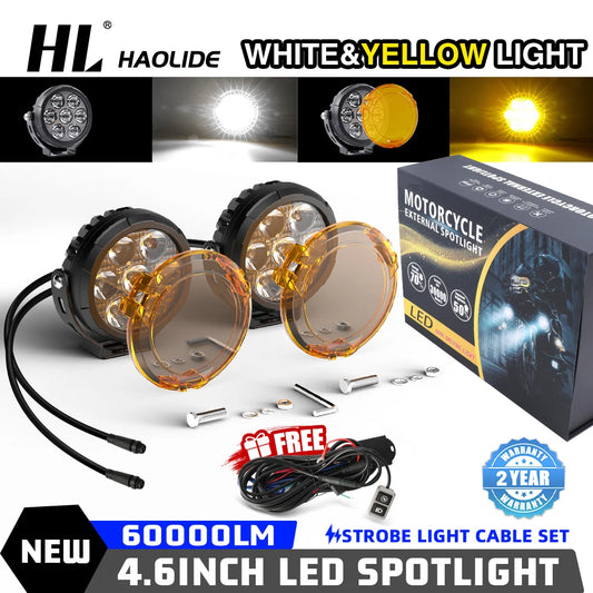 HL Super Bright 5inch Round LED Work Light Dual Color Driving Light Detachable Mask Design Fog Light for Offroad 4x4 Truck 12V