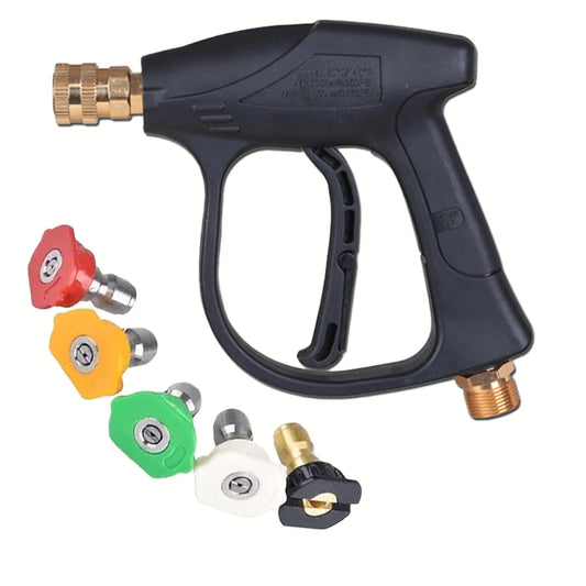 High pressure cleaning gun 4350PSl car wash short gun aluminum valve cleaning gun 1/4 quick connection with 5-color nozzle