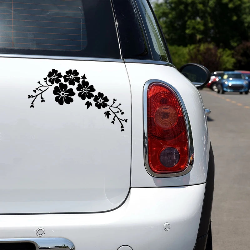 Flower Blossom Decal Car Stickers Auto Window Bumper Door Scratch Cover Decals Car Motorcycle Vinyl Stickers Exterior Decoration