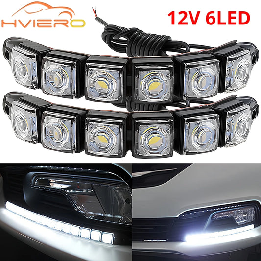 2X Waterproof DRL 6Chips Led Car Auto Decorative Flexible Daytime Running Light Driving Led Strip Headlight Fog Backup Trunk Led