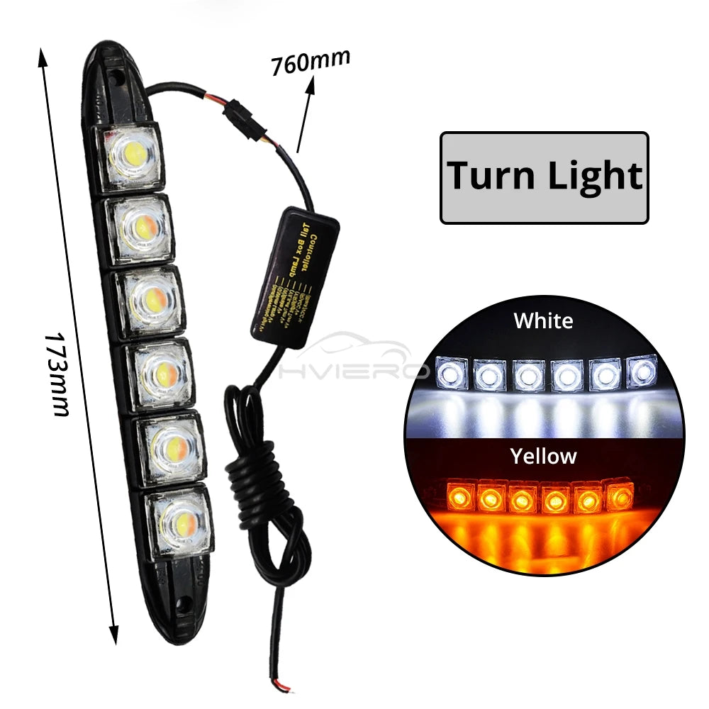 2X Waterproof DRL 6Chips Led Car Auto Decorative Flexible Daytime Running Light Driving Led Strip Headlight Fog Backup Trunk Led
