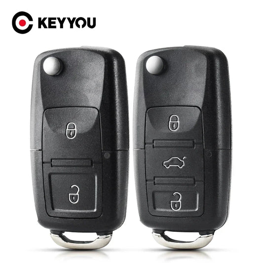 KEYYOU 5pcs 2/3/4 Buttons Folding Car Remote Key Shell Case Fob For VW Passat Polo Golf Touran Bora Ibiza Leon Octavia Fabia
