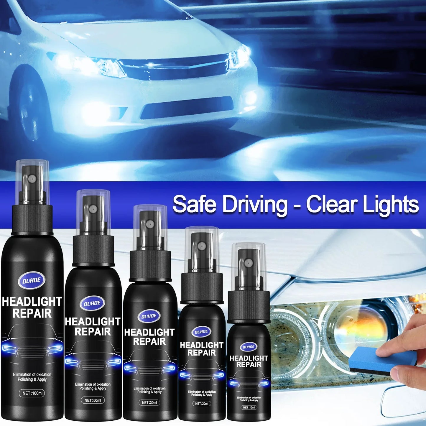 10/20/30/50/100ML Car Headlight Repair Polishing Effective Headlight Repair Liquid Spray Repairing Liquid Headlight Renovation