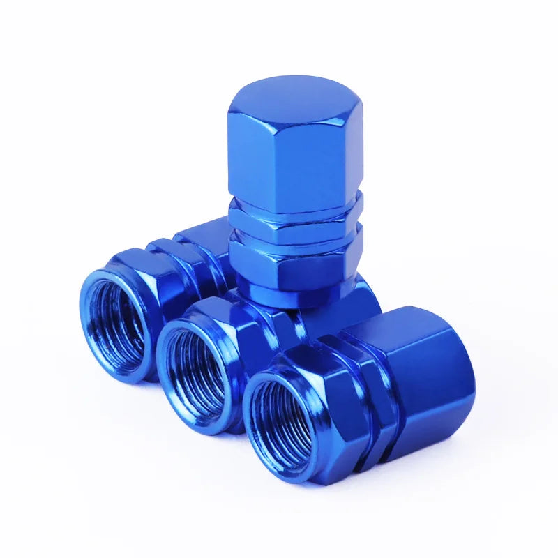 4 Pcs Aluminum Car Tire Valve Caps Hex Alloy Tyre Valve Airtight Cover Waterproof Dust For Automobiles Motorcycles Trucks Bikes
