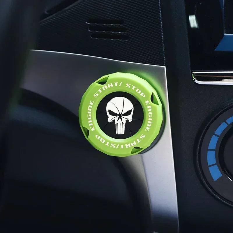 Car One-touch Start Stop Button Cover Decorative Ring Creative Knob Ignition Switch Modified Universal Printed Protective Cover