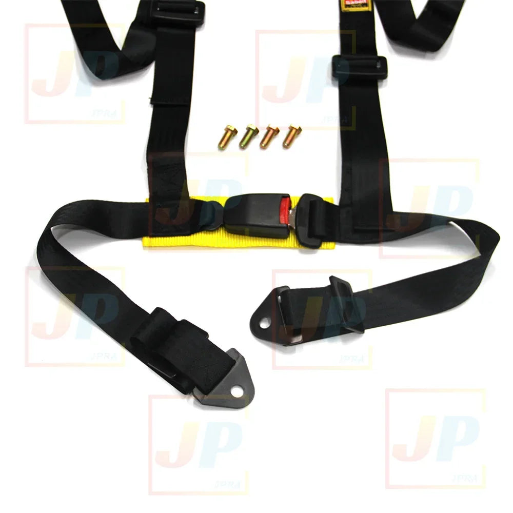 JDM Sabelt Racing 4-Point Snap-In Safety Harness – Universal 2" Car Seat Belt, Drifting Style Bolt Mounting, Interior Accessory
