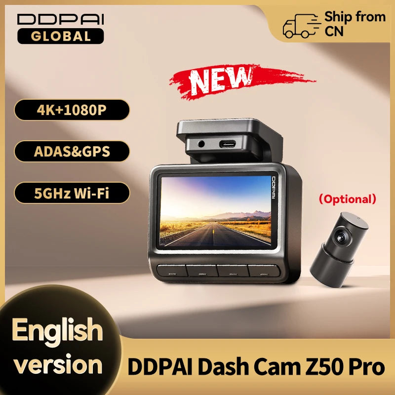 2025 New DDPAI Z50 Pro Dash Cam  4K Car DVR Night Vision 5GHz Wi-Fi GPS ADAS 24h Parking mode Front and Rear Camera