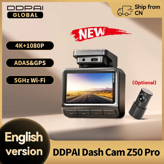 2025 New DDPAI Z50 Pro Dash Cam  4K Car DVR Night Vision 5GHz Wi-Fi GPS ADAS 24h Parking mode Front and Rear Camera