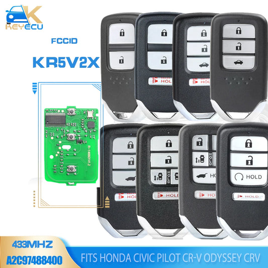 KEYECU KR5V2X 433MHz ID47 Original Chip Promixity Car Remote Control Key For Honda Fit City Greiz Jazz XRV Venzel HRV CRV