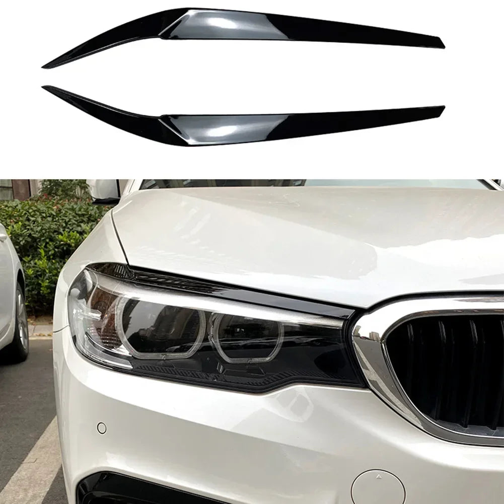 2Pcs Car Front Headlights Eyelid Eyebrows Trims For BMW 5 Series G30 G31 G38 F90 M5 525I 530I 540I 2017-2021 Car Accessories