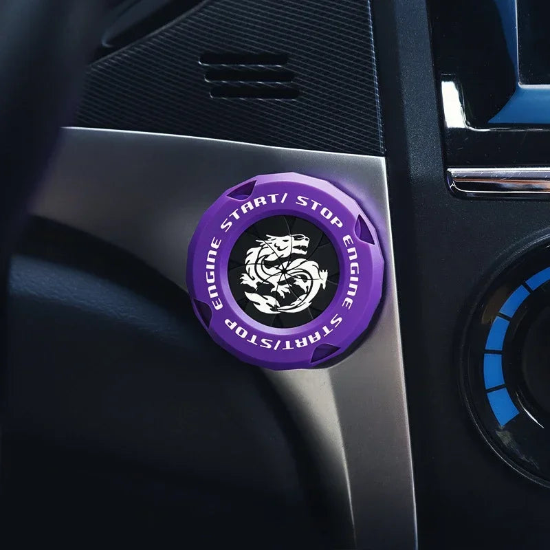 Car One-touch Start Stop Button Cover Decorative Ring Creative Knob Ignition Switch Modified Universal Printed Protective Cover