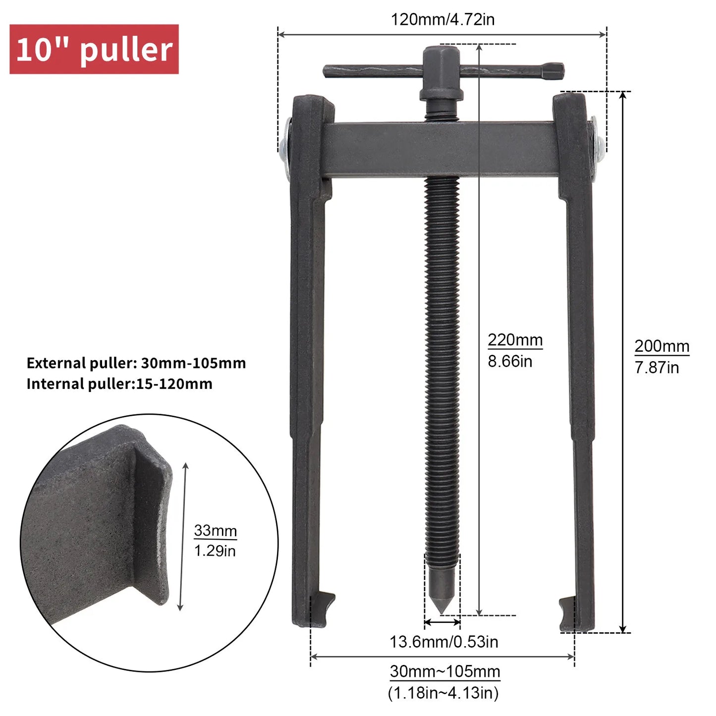 3/4/6/8/10 Inch 2-Jaw Puller Bearing Removal Tool Adjustable Car Inner External Bearing Puller Extractor Auto Repair Tool