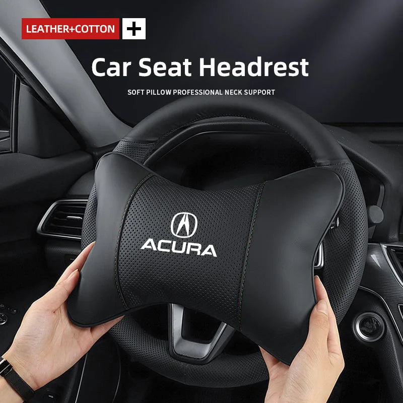 Car Leather Seat Headrest Neck Pillow Head Cushioning Accessories For Acura MDX RDX TSX RSX Integra TL RL NSX TLX ILX ZDX RLX