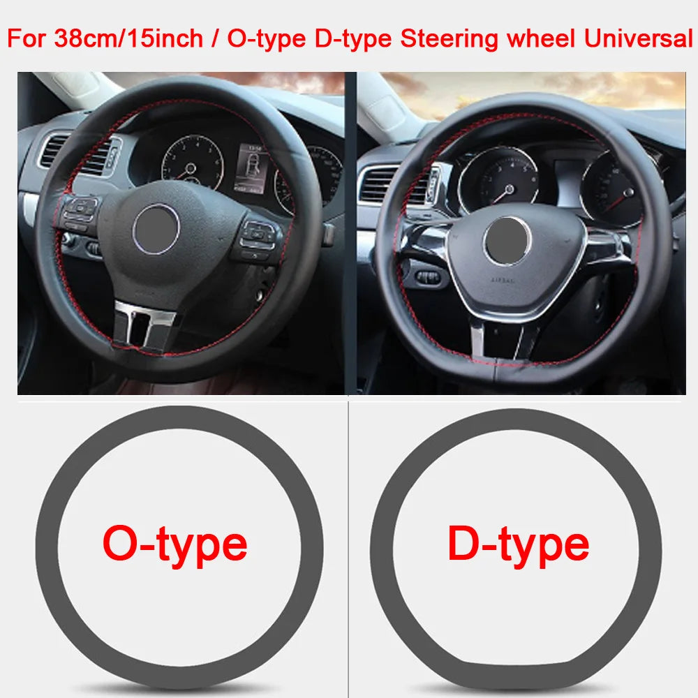 DIY Suede Hand-Stitched With Thread Needle Car Steering Wheel Cover For Ford Focus 2 3 4 5 Mondeo MK2 MK3 MK4 MK7 Fiesta Fusion